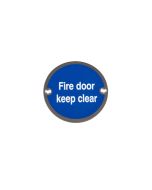 Frelan JS108 Fire door keep clear sign 75mm JS108PSS Polished Stainless Steel