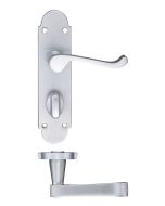 Zoo Hardware PR013SC Project Oxford Lever on Bathroom Backplate - 168mm x 42mm Satin Chrome