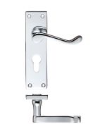 Zoo Hardware PR021EPCP Project Victorian Scroll Lever on Europrofile Lock Backplate -150mm x 40mm Polished Chrome