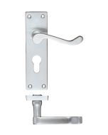 Zoo Hardware PR021EPSC Project Victorian Scroll Lever on Europrofile Lock Backplate -150mm x 40mm Satin Chrome
