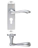 Zoo Hardware PR031EPSC Project Arundel Lever on Europrofile Lock Backplate - 180mm x 40mm Satin Chrome