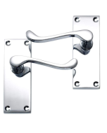 IRONZONE Victorian Scroll Lever on Latch Profile Backplate - Polished Chrome
