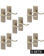 IRONZONE 5 Sets Victorian Scroll Lever on Latch Profile Backplate - Satin Nickel