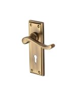 Heritage Brass W3200-AT Door Handle Lever Lock Edwardian Design Antique finish