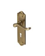 Heritage Brass W4200-AT Door Handle Lever Lock Buckingham Design Antique finish