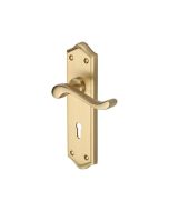 Heritage Brass W4200-SB Door Handle Lever Lock Buckingham Design Satin Brass finish
