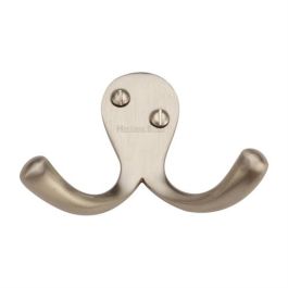 Heritage Brass Double Robe Hook (64mm Width), Matt Bronze - V1060