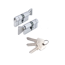 VIER 70mm Euro Cylinder & Turn Master Key Satin Chrome