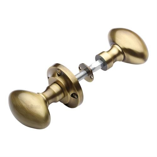 Heritage Brass V971-AT Antique Brass Reeded Mortice Door Knobs