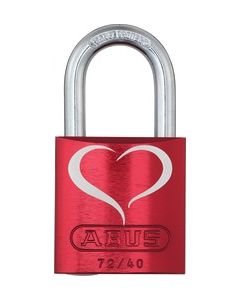 ABUS 72/40 Love Lock 2 Red Aluminium Red Love Lock Std Shackle Aluminium Padlock 72 Size 40mm