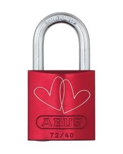 ABUS 72/40 Love Lock 3 Red Aluminium Red Love Lock Std Shackle Aluminium Padlock 72 Size 40mm
