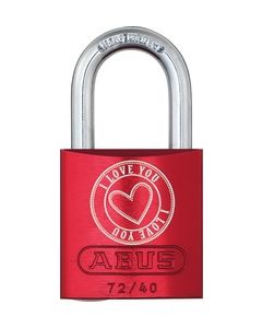 ABUS 72/40 Love Lock 5 Red Aluminium Red Love Lock Std Shackle Aluminium Padlock 72 Size 40mm