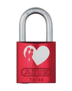 ABUS 72/40 Love Lock 6 Red Aluminium Red Love Lock Std Shackle Aluminium Padlock 72 Size 40mm