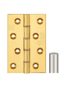 Simonswerk 1240CE Double Phosphor Bronze Washered Brass Butt Hinge CE marked FD30 fire rated 100mm x 65mm c/w Screws Satin Nickel