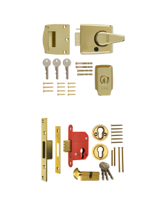 Era British Standard Front Door Lock Kit Keyed Alike 1730 Key Egress Nightlatch 333 DeadLock Polished Brass
