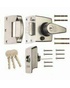 Era British Standard Double Locking High Security Nightlatch Door Lock 40mm Backset 1830 Satin Nickel