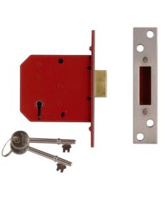 Union J2101-Satin Chrome-3.00 5 Lever Mortice Dead Lock Satin Stainless Finish 76mm