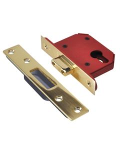 Union Jl21Eus Stong Bolt Euro Profile Cylinder Mortice Dead Lock Polished Brass 64mm