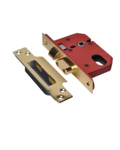 Union Jl22Ovs Stong Bolt Oval Profile Cylinder Mortice Sash Lock Polished Brass 64mm