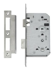 Union J2B27S-Satin Stainless 60 2B2 Mortice Bathroom Room Lock Satin Stainless 60mm Back Set Square Forend