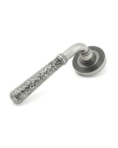 From The Anvil 45657 Pewter Hammered Newbury Lever on Rose Set (Beehive Rose)