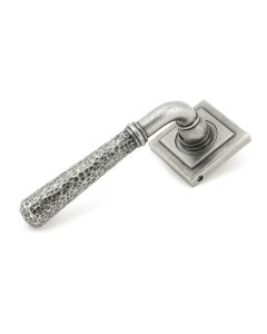 From The Anvil 45658 Pewter Hammered Newbury Lever on Rose Set (Square Rose)