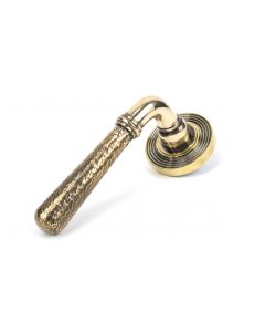 From The Anvil 46071 Aged Brass Hammered Newbury Lever on Rose Set (Beehive) Aged Brass
