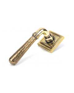 From The Anvil 46072 Aged Brass Hammered Newbury Lever on Rose Set (Square) Aged Brass