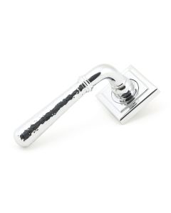 From The Anvil 46076 Polished Chrome Hammered Newbury Lever on Rose Set (Square) Polished Chrome
