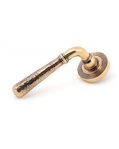 From The Anvil 46087 Polished Bronze Hammered Newbury Lever on Rose Set (Beehive) Polished Bronze