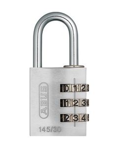 ABUS 145/30 Silver B/EFSPP Silver Std Shackle Combination Padlock 145 Size 30mm