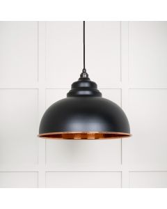 From The Anvil 49501EB Hammered Copper Harborne Pendant in Elan Black Hammered Copper