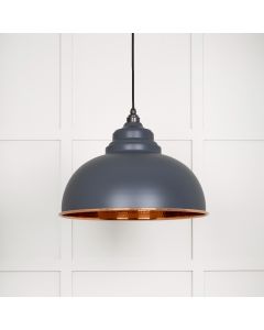 From The Anvil 49501SL Hammered Copper Harborne Pendant in Slate Hammered Copper