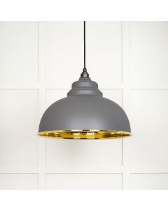 From The Anvil 49521BL Hammered Brass Harborne Pendant in Bluff Hammered Brass