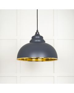 From The Anvil 49521SL Hammered Brass Harborne Pendant in Slate Hammered Brass