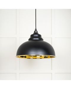 From The Anvil 49522EB Smooth Brass Harborne Pendant in Elan Black Smooth Brass
