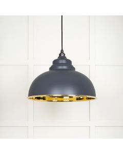From The Anvil 49522SL Smooth Brass Harborne Pendant in Slate Smooth Brass