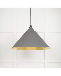 From The Anvil 49523BL Hammered Brass Hockley Pendant in Bluff Hammered Brass