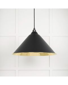 From The Anvil 49524EB Smooth Brass Hockley Pendant in Elan Black Smooth Brass