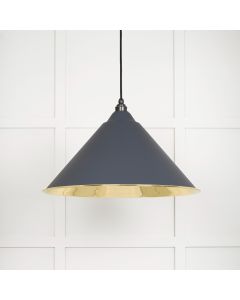 From The Anvil 49524SL Smooth Brass Hockley Pendant in Slate Smooth Brass