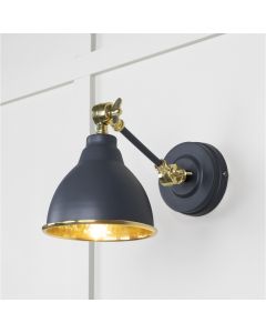 From the Anvil Hammered Brass Brindley Wall Light in Slate 49719SSL