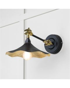 From the Anvil Smooth Brass Flora Wall Light in Elan Black 49725SEB