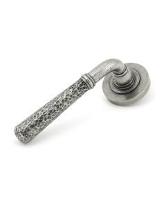 From The Anvil 49989 Pewter Hammered Newbury Lever on Rose Set (Plain Rose) - Unsprung