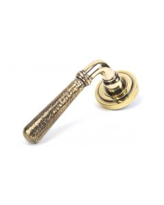 From The Anvil 50038 Aged Brass Hammered Newbury Lever on Rose Set (Art Deco) - Unsprung Aged Brass