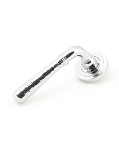 From The Anvil 50042 Polished Chrome Hammered Newbury Lever on Rose Set (Art Deco) - Unsprung Polished Chrome