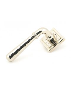 From The Anvil 50048 Polished Nickel Hammered Newbury Lever on Rose Set (Square) - Unsprung Polished Nickel