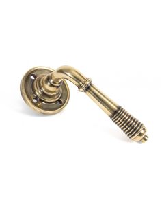 From The Anvil 50086 Aged Brass Reeded Lever on Rose Set - Unsprung Aged Brass