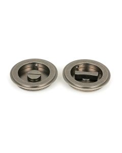 From The Anvil 50183 Pewter 75mm Art Deco Round Pull - Privacy Set Pewter Patina