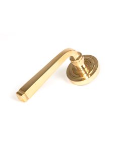 From The Anvil 50599 Polished Brass Avon Round Lever on Rose Set (Art Deco) - Unsprung Polished Brass