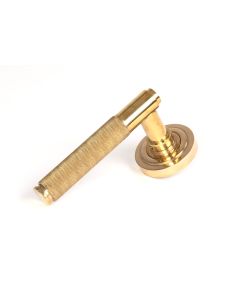 From The Anvil 50608 Polished Brass Brompton Lever on Rose Set (Art Deco) - Unsprung Polished Brass